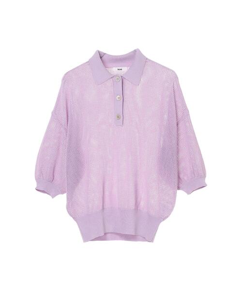 koe(コエ)の「シアーニットポロシャツ*(ニット/セーター・レディース・グリーン系その他3/パープル/アイボリー・FREE)」の14枚目の写真