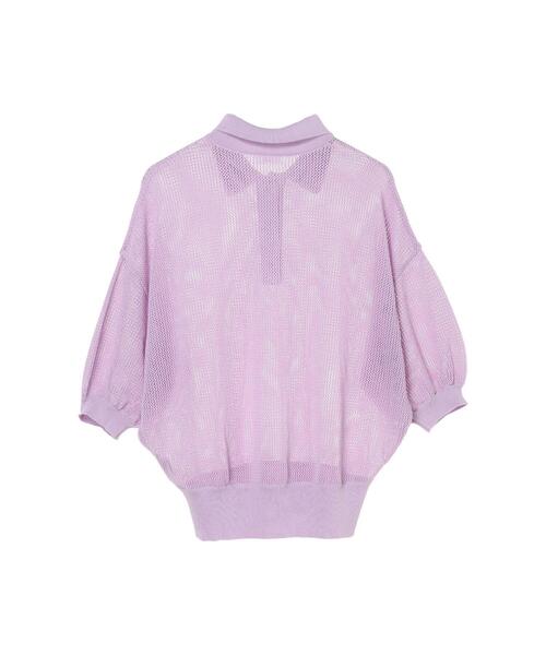 koe(コエ)の「シアーニットポロシャツ*(ニット/セーター・レディース・グリーン系その他3/パープル/アイボリー・FREE)」の13枚目の写真