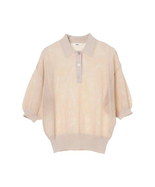 koe(コエ)の「シアーニットポロシャツ*(ニット/セーター・レディース・グリーン系その他3/パープル/アイボリー・FREE)」の9枚目の写真