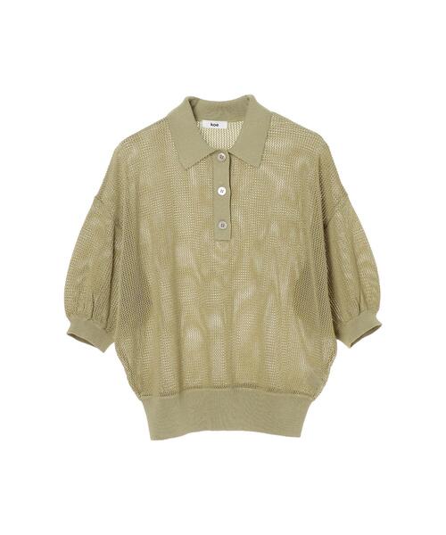 koe(コエ)の「シアーニットポロシャツ*(ニット/セーター・レディース・グリーン系その他3/パープル/アイボリー・FREE)」の8枚目の写真