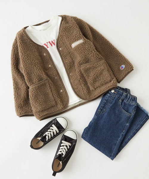 Champion(チャンピオン)の「【KIDS】【ZOZOTOWN限定】【Champion/チャンピオン】ボアカーディガン/ノーカラー(ノーカラージャケット・キッズ・アイボリー/ベージュ/オフホワイト・110/130/100/120/140)」の3枚目の写真