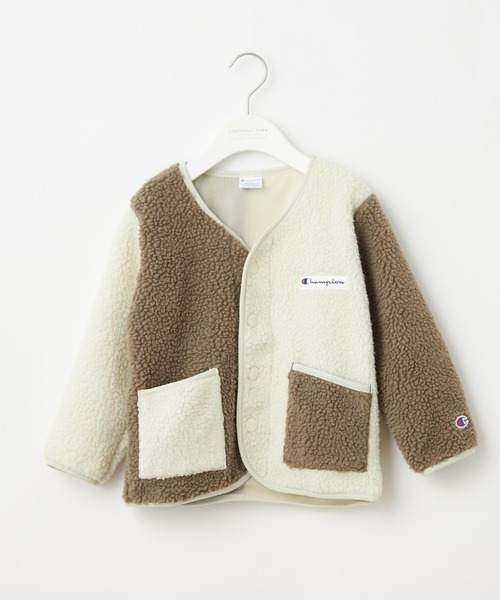 Champion(チャンピオン)の「【KIDS】【ZOZOTOWN限定】【Champion/チャンピオン】ボアカーディガン/ノーカラー(ノーカラージャケット・キッズ・アイボリー/ベージュ/オフホワイト・110/130/100/120/140)」の1枚目の写真