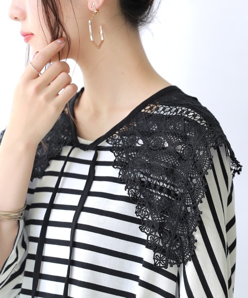 osharewalker（オシャレウォーカー）の「『総レースデザイン付け襟』（付け襟・レディース・オフホワイト/ブラック・FREE）」の7枚目の写真