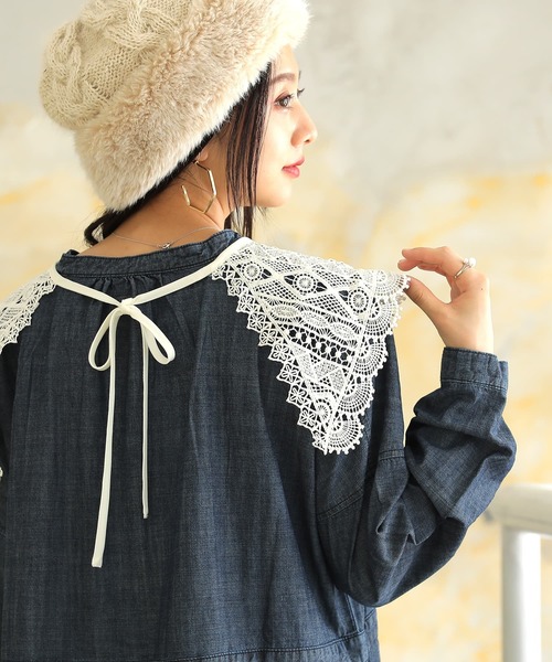 osharewalker（オシャレウォーカー）の「『総レースデザイン付け襟』（付け襟・レディース・オフホワイト/ブラック・FREE）」の3枚目の写真