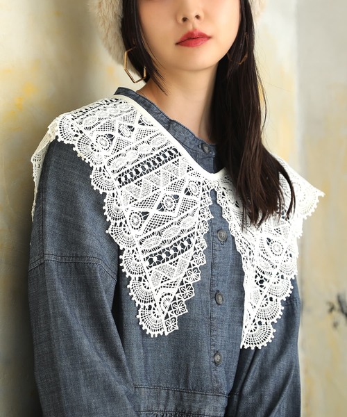 osharewalker（オシャレウォーカー）の「『総レースデザイン付け襟』（付け襟・レディース・オフホワイト/ブラック・FREE）」の18枚目の写真