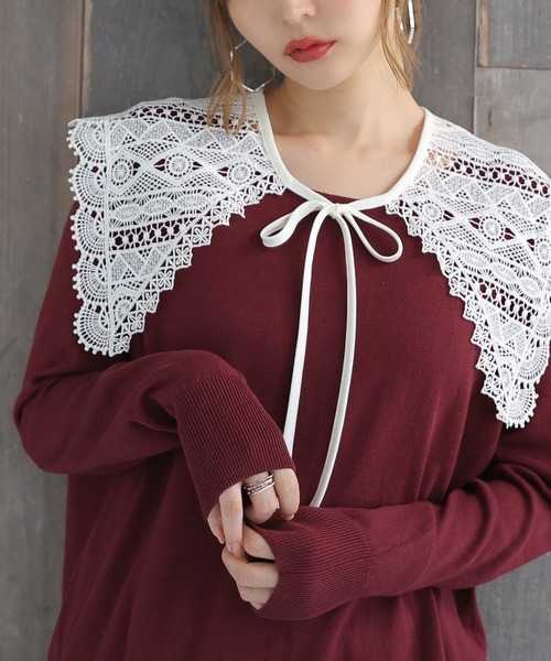 osharewalker（オシャレウォーカー）の「『総レースデザイン付け襟』（付け襟・レディース・オフホワイト/ブラック・FREE）」の9枚目の写真