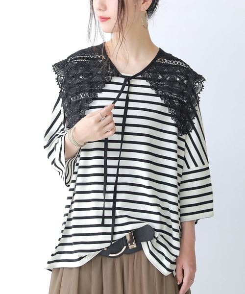 osharewalker（オシャレウォーカー）の「『総レースデザイン付け襟』（付け襟・レディース・オフホワイト/ブラック・FREE）」の14枚目の写真