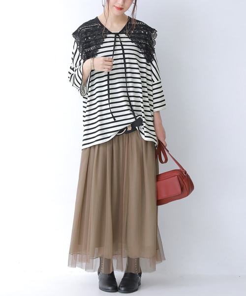 osharewalker（オシャレウォーカー）の「『総レースデザイン付け襟』（付け襟・レディース・オフホワイト/ブラック・FREE）」の4枚目の写真