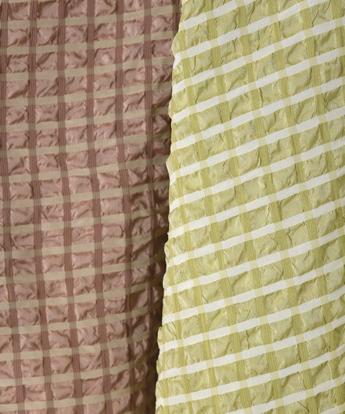 w closet（ダブルクローゼット）の「サッカーチェック2WAYブラウス（シャツ/ブラウス・レディース・ライム/ピンク系・FREE）」の4枚目の写真