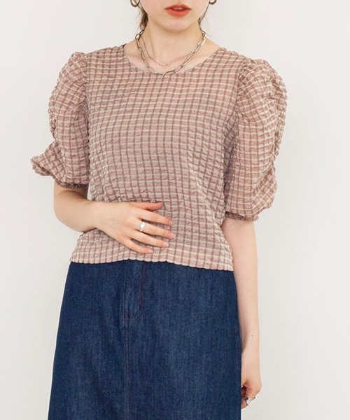 w closet（ダブルクローゼット）の「サッカーチェック2WAYブラウス（シャツ/ブラウス・レディース・ライム/ピンク系・FREE）」の16枚目の写真