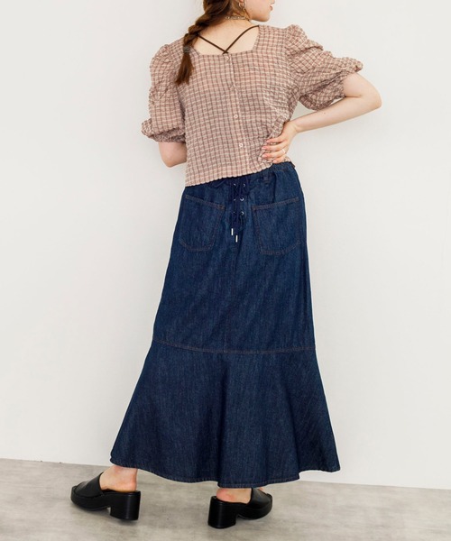 w closet（ダブルクローゼット）の「サッカーチェック2WAYブラウス（シャツ/ブラウス・レディース・ライム/ピンク系・FREE）」の18枚目の写真