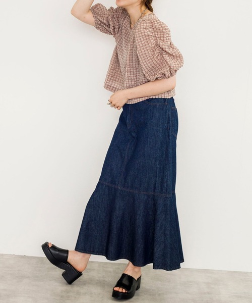 w closet（ダブルクローゼット）の「サッカーチェック2WAYブラウス（シャツ/ブラウス・レディース・ライム/ピンク系・FREE）」の21枚目の写真