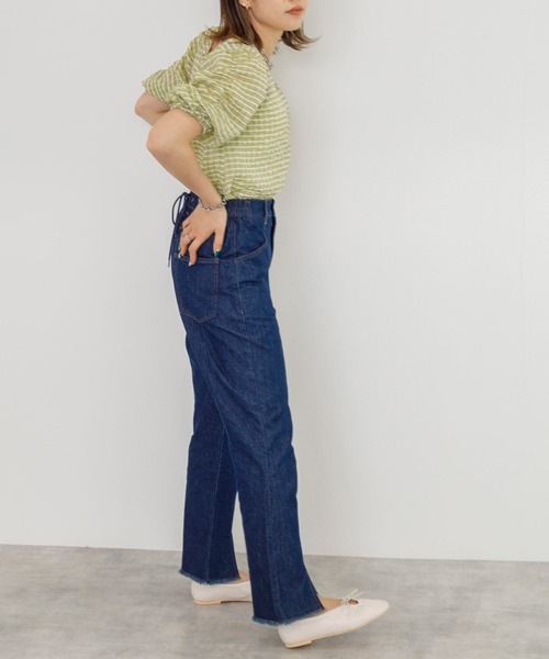 w closet（ダブルクローゼット）の「サッカーチェック2WAYブラウス（シャツ/ブラウス・レディース・ライム/ピンク系・FREE）」の8枚目の写真