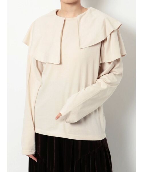 merry jenny（メリージェニー）の「アシメフリルカットソー（Tシャツ/カットソー・レディース・オフホワイト/ブラック/ベージュ・FREE）」の5枚目の写真