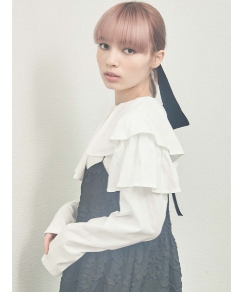 merry jenny（メリージェニー）の「アシメフリルカットソー（Tシャツ/カットソー・レディース・オフホワイト/ブラック/ベージュ・FREE）」の17枚目の写真