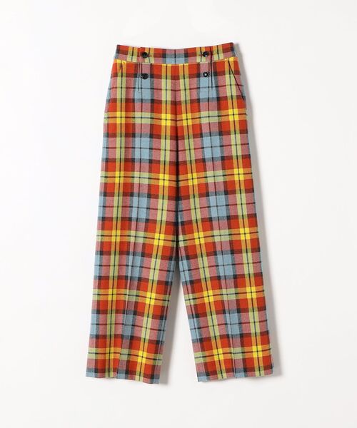 SHIPS any(シップス エニィ)の「SHIPS any:〈ウォッシャブル〉IN.TES.PRA チェック ロング ワイド パンツ(その他パンツ・レディース・パープル/オレンジ・36/38/40)」の11枚目の写真