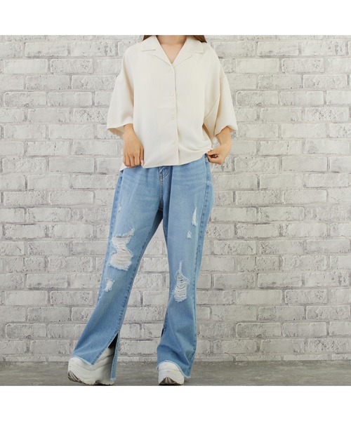 VIBGYOR(ヴィブジョー)の「VIBGYOR Select/開襟シャツ(YA)(シャツ/ブラウス・レディース・アイボリー/ミント・MEDIUM)」の13枚目の写真