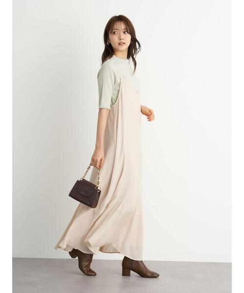 earth music&ecology（アースミュージックアンドエコロジー）の「アシメ裾フレアキャミワンピース ＊（ワンピース・レディース・ブラック/ベージュ/ライトパープル・FREE）」の20枚目の写真