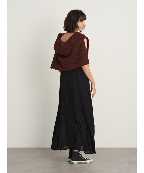 earth music&ecology（アースミュージックアンドエコロジー）の「アシメ裾フレアキャミワンピース ＊（ワンピース・レディース・ブラック/ベージュ/ライトパープル・FREE）」の9枚目の写真