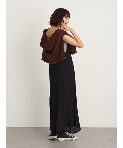 earth music&ecology（アースミュージックアンドエコロジー）の「アシメ裾フレアキャミワンピース ＊（ワンピース・レディース・ブラック/ベージュ/ライトパープル・FREE）」の10枚目の写真