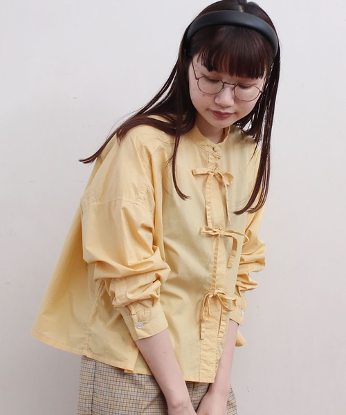 fig London - 80/-typewritter ribbon ブラウス fig London（フィグロンドン）の「80/-typewriter ribbon BL