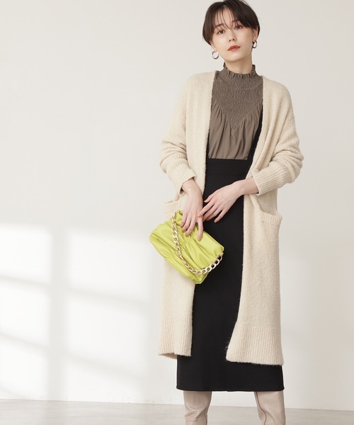 N.（N. Natural Beauty Basic）（エヌエヌナチュラルビューティーベーシック）の「◆アルパカ混ブークレニットカーディガン（カーディガン/ボレロ・レディース・オフホワイト/ライトグレー/モカ・MEDIUM）」の2枚目の写真