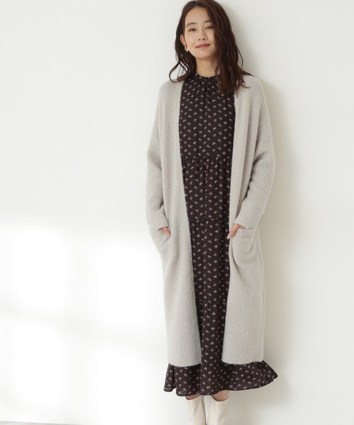 N.（N. Natural Beauty Basic）（エヌエヌナチュラルビューティーベーシック）の「◆アルパカ混ブークレニットカーディガン（カーディガン/ボレロ・レディース・オフホワイト/ライトグレー/モカ・MEDIUM）」の3枚目の写真