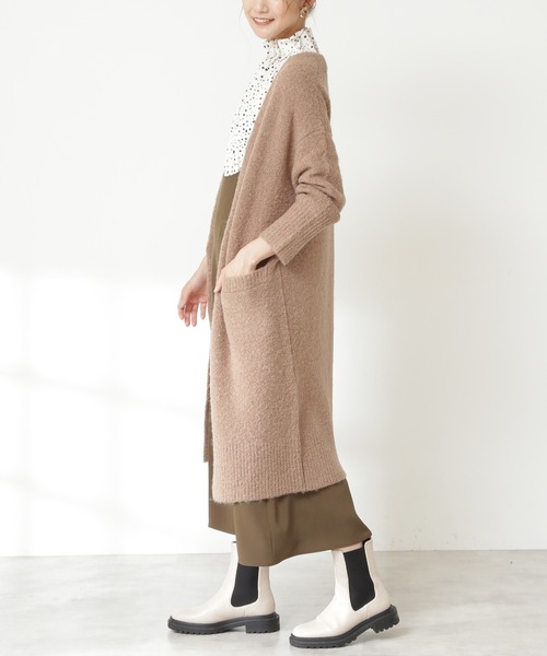 N.（N. Natural Beauty Basic）（エヌエヌナチュラルビューティーベーシック）の「◆アルパカ混ブークレニットカーディガン（カーディガン/ボレロ・レディース・オフホワイト/ライトグレー/モカ・MEDIUM）」の12枚目の写真