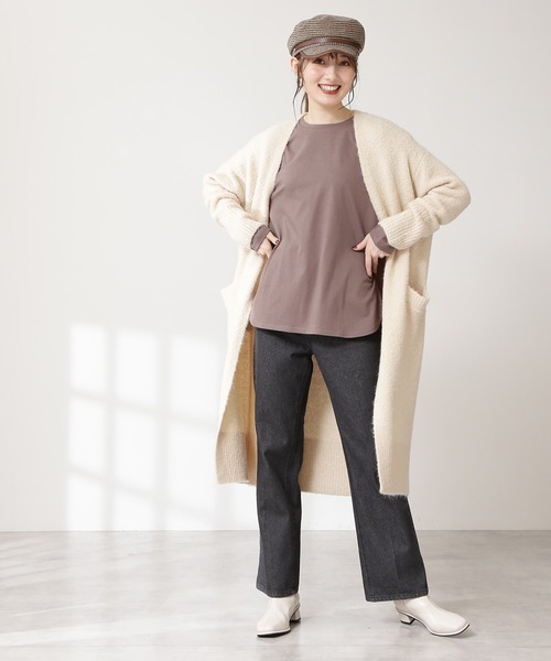 N.（N. Natural Beauty Basic）（エヌエヌナチュラルビューティーベーシック）の「◆アルパカ混ブークレニットカーディガン（カーディガン/ボレロ・レディース・オフホワイト/ライトグレー/モカ・MEDIUM）」の16枚目の写真