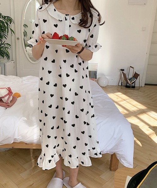 ハート柄ワンピースルームウェア ルームウェア パジャマ Me Em Select ミームセレクト のファッション通販 Zozotown ハート柄ワンピースルームウェア ルームウェア パジャマ Me Em Select ミームセレクト のファッション通販 Zozotown
