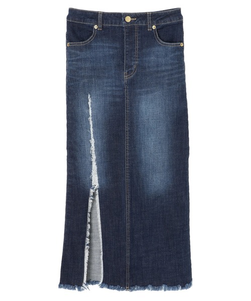 DURAS（デュラス）の「スリット入リストレッチデニムスカート（デニムスカート・レディース・インディゴブルー/ダークインディゴブルー・SMALL/MEDIUM）」の13枚目の写真