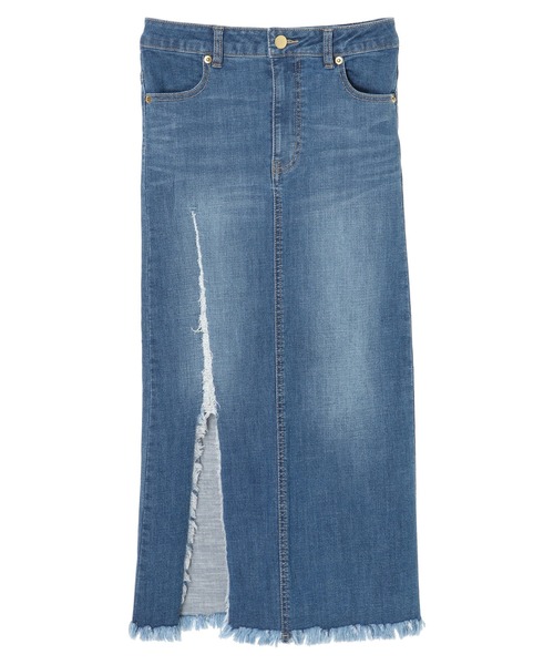 DURAS（デュラス）の「スリット入リストレッチデニムスカート（デニムスカート・レディース・インディゴブルー/ダークインディゴブルー・SMALL/MEDIUM）」の12枚目の写真