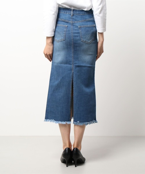 DURAS（デュラス）の「スリット入リストレッチデニムスカート（デニムスカート・レディース・インディゴブルー/ダークインディゴブルー・SMALL/MEDIUM）」の11枚目の写真
