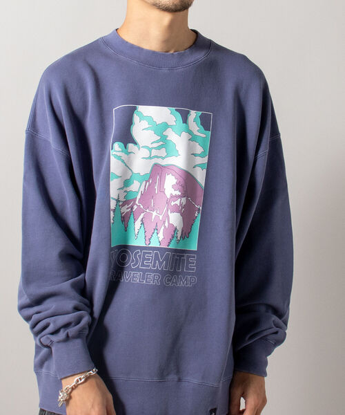 GLOSTER（グロスター）の「【GLOSTER/グロスター】アウトドアプリントスウェット 前面/バックプリント（スウェット・メンズ・ライトグレー/オリーブ/ブルー・MEDIUM/LARGE）」の3枚目の写真