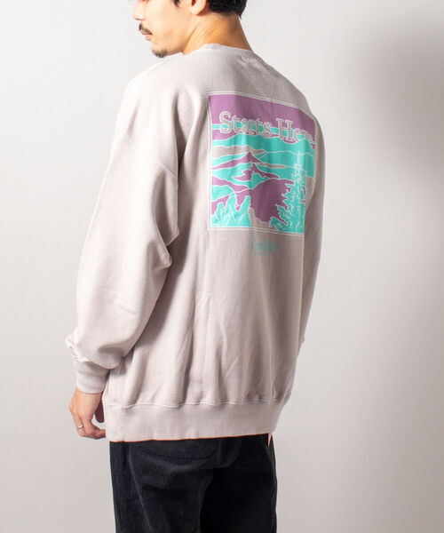 GLOSTER（グロスター）の「【GLOSTER/グロスター】アウトドアプリントスウェット 前面/バックプリント（スウェット・メンズ・ライトグレー/オリーブ/ブルー・MEDIUM/LARGE）」の2枚目の写真