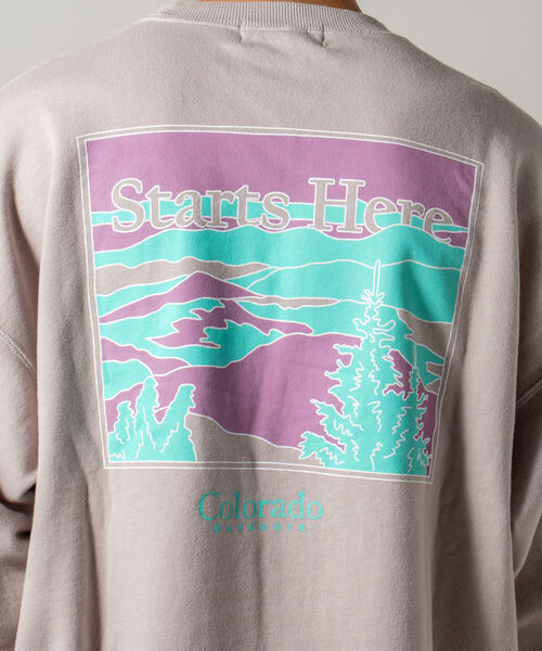 GLOSTER（グロスター）の「【GLOSTER/グロスター】アウトドアプリントスウェット 前面/バックプリント（スウェット・メンズ・ライトグレー/オリーブ/ブルー・MEDIUM/LARGE）」の7枚目の写真