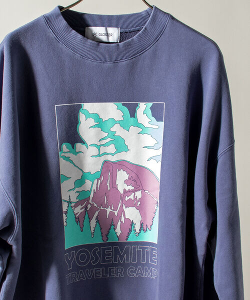 GLOSTER（グロスター）の「【GLOSTER/グロスター】アウトドアプリントスウェット 前面/バックプリント（スウェット・メンズ・ライトグレー/オリーブ/ブルー・MEDIUM/LARGE）」の14枚目の写真