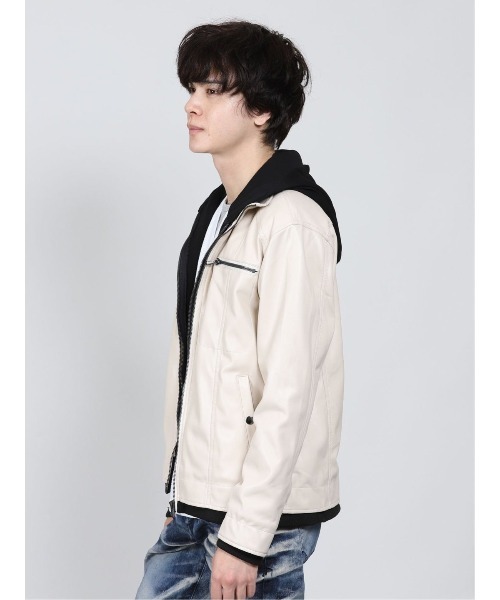 semantic design（セマンティックデザイン）の「セマンティックデザイン/semantic design  フェイクレザー フードレイヤーアウター（ブルゾン・メンズ・ボルドー/ブラック/ライトグレー・X-LARGE/LARGE/MEDIUM）」の4枚目の写真