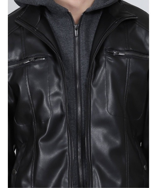 semantic design（セマンティックデザイン）の「セマンティックデザイン/semantic design  フェイクレザー フードレイヤーアウター（ブルゾン・メンズ・ボルドー/ブラック/ライトグレー・X-LARGE/LARGE/MEDIUM）」の15枚目の写真