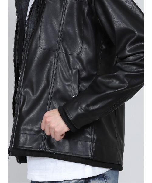 semantic design（セマンティックデザイン）の「セマンティックデザイン/semantic design  フェイクレザー フードレイヤーアウター（ブルゾン・メンズ・ボルドー/ブラック/ライトグレー・X-LARGE/LARGE/MEDIUM）」の12枚目の写真