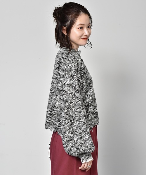 RETRO GIRL（レトロガール）の「ダメージショートカーデ（カーディガン/ボレロ・レディース・グリーン/アイボリー/ボルドー/ブラック系その他・FREE）」の12枚目の写真