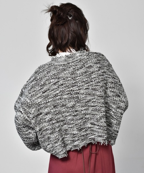 RETRO GIRL（レトロガール）の「ダメージショートカーデ（カーディガン/ボレロ・レディース・グリーン/アイボリー/ボルドー/ブラック系その他・FREE）」の6枚目の写真