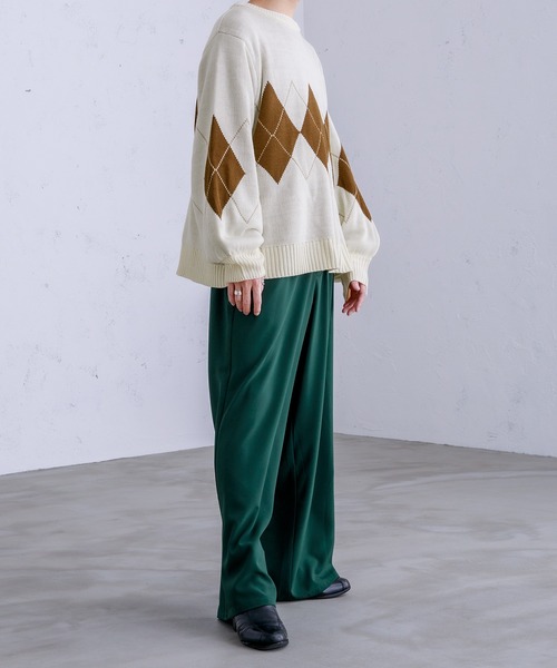 Adoon plain（アドーンプレーン）の「【Adoon plain】アーガイルセーター（ニット/セーター・メンズ・ライトブルー/グリーン/アイボリー・MEDIUM/LARGE）」の12枚目の写真