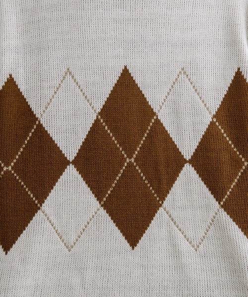 Adoon plain（アドーンプレーン）の「【Adoon plain】アーガイルセーター（ニット/セーター・メンズ・ライトブルー/グリーン/アイボリー・MEDIUM/LARGE）」の17枚目の写真