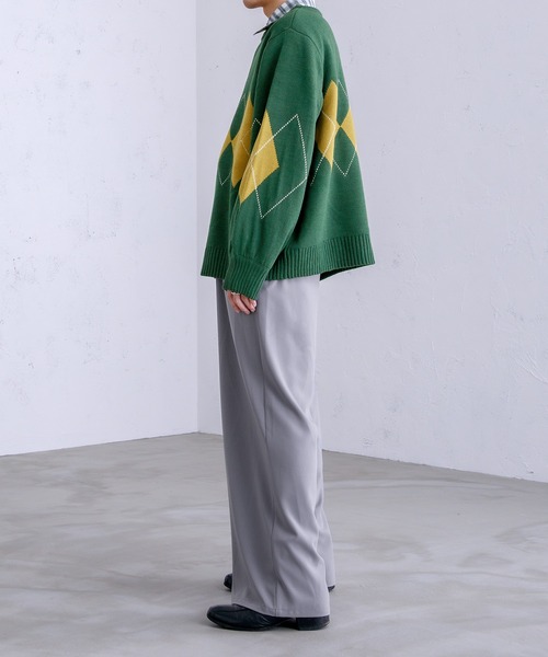 Adoon plain（アドーンプレーン）の「【Adoon plain】アーガイルセーター（ニット/セーター・メンズ・ライトブルー/グリーン/アイボリー・MEDIUM/LARGE）」の13枚目の写真