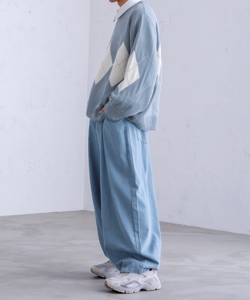 Adoon plain（アドーンプレーン）の「【Adoon plain】アーガイルセーター（ニット/セーター・メンズ・ライトブルー/グリーン/アイボリー・MEDIUM/LARGE）」の22枚目の写真