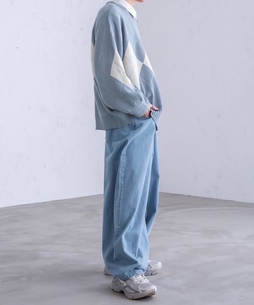 Adoon plain（アドーンプレーン）の「【Adoon plain】アーガイルセーター（ニット/セーター・メンズ・ライトブルー/グリーン/アイボリー・MEDIUM/LARGE）」の11枚目の写真