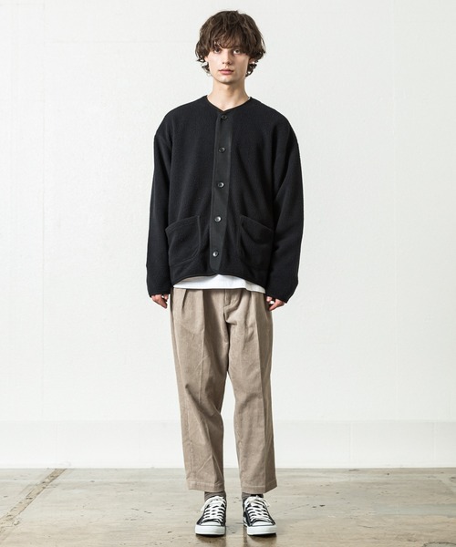 SLICK（スリック）の「ポーラテックフリースパイピングカーディガン（カーディガン/ボレロ・メンズ・ブラック/アイボリー/チャコール・1/2）」の5枚目の写真