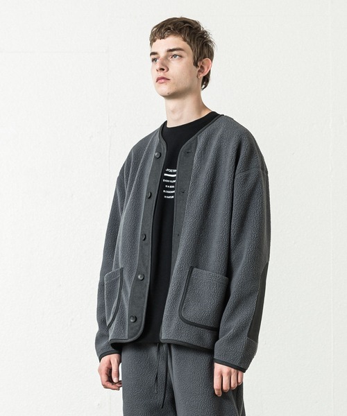 SLICK（スリック）の「ポーラテックフリースパイピングカーディガン（カーディガン/ボレロ・メンズ・ブラック/アイボリー/チャコール・1/2）」の10枚目の写真
