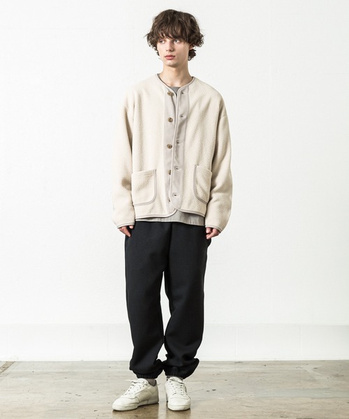SLICK（スリック）の「ポーラテックフリースパイピングカーディガン（カーディガン/ボレロ・メンズ・ブラック/アイボリー/チャコール・1/2）」の7枚目の写真